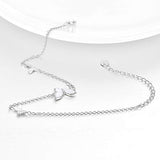 Sterling Silver Created Pearl Butterfly Jewelry Anklets for Women Birthday Gift 9"+1.5" Inches