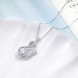 925 Sterling Silver Swan Pendant Necklace with AAA Cubic Zirconial Jewelry 18"