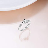 Cat Ring Cute Rings For Women Or Teen Girls Sterling Silver Adjustable US Size 5.5 to size 7