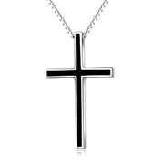 Men's Black Cross Pendant Jewelry 925 Sterling Silver Classic Cross Necklace, 22" Chain