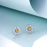 Sun Flower Series Earrings Studs with Crystal