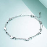 Heart Charm Bracelet Sterling Silver Anklet Chain Bracelet Beach Foot Jewelry for Women Little Girls