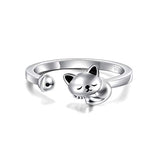 Cat Ring Cute Rings For Women Or Teen Girls Sterling Silver Adjustable US Size 5.5 to size 7