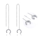 ear cuff Threader Earrings 925 Sterling Silver Teardrop, Feather, Leaf Dangle Drop Earrings for Women