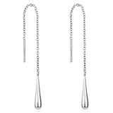 Threader Earrings 925 Sterling Silver Teardrop, Feather, Leaf Dangle Drop Earrings for Women