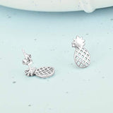 925 Sterling Silver Pineapple Stud Earrings Jewelry for Women Girl kid Ear Stud