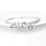 Sterling Silver Cross and Wing Bracelets Expandable Bangles for Women