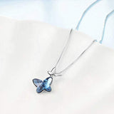 Butterfly Pendant Necklace with Blue Crystal