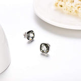 Hypoallergenic Essentials Square Studs Earrings with Grey Silver Crystal 10mm