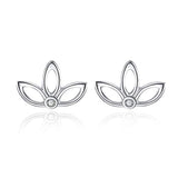 Lotus Flower Pierced Earrings Sterling Silver Chic Jacket Studs Earrings for Women Girls