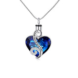 Love Heart URN Sterling Silver Heart Pendant Necklace with Crystal