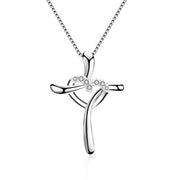 Cross Heart Pendant Women 925 Sterling Silver Polished Infinity Heart Necklace 18"