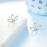 Lotus Flower Pierced Earrings Sterling Silver Chic Jacket Studs Earrings for Women Girls