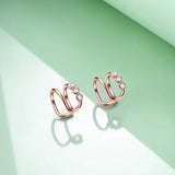 Ear Cuffs for Non Pierced Ears Rose Gold Plated Earrings with Crystal