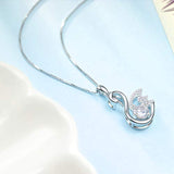 925 Sterling Silver Swan Pendant Necklace with AAA Cubic Zirconial Jewelry 18"