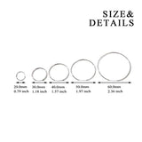 Hoop Earrings Sterling Silver  Circle Endless Earrings Diameter 20,30,40,50,60mm