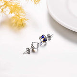 Hypoallergenic Sterling Silver Cube Stud Earrings with Blue Aurora Crystals from Crystal Valentines Day Gifts