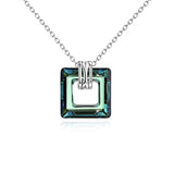 Square Crystal Pendant Necklace for Women Girls