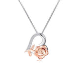 3D Rose Flower Pendant Necklace 18 inch Chain for Women Girl 925 Sterling Silver