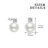 925 Sterling Silver 8mm Pearl Stub Earrings with Cubic Zircon