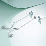 Butterfly Earrings with Simulated Aquamarine Crystals,Ear Cuff Stud Earrings