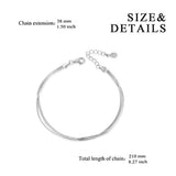 Adjustable Simple Bracelets Sterling Silver Snake Chain Layered Bracelet