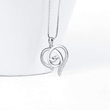 Mother and Child Hands Eternal Love Heart Sterling Silver Pendant Necklace, 18"