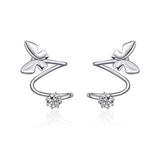 Ear Climber Crawler Wrap Earrings Butterfly Cuff Sterling Silver Hypoallergenic Stud Earrings