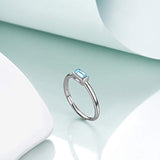 Aquamarine Blue Crystal Dainty Stacking Rings