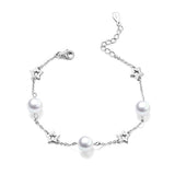 Star Bracelets Sterling Silver Pearl Adjustable Chain Bracelet