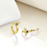 14k Gold Plated Hoop Cartilage Earrings Sterling Silver Bee Huggie Earrings for Women Girls Hypollergenic