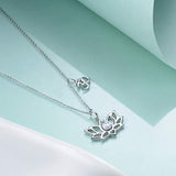 Sterling Silver Pendant Necklace with Om Symbol Cubic Zirconial Lotus Flower Jewelry Necklaces