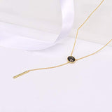 Y Drop Bar Necklace with Crystal Lariat Necklace