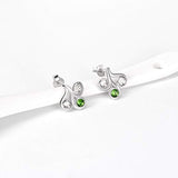 925 Sterling Silver Simulated Peridot Stud Earrings With Green Crystals,August Jewelry