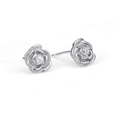 3D Rose Flower Earrings Sterling Silver Jewelry for Women Girl