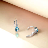 Aquamarine Blue Crystal Sterling Silver Earrings