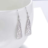 925 Solid Sterling Silver Filigree Teardrop Dangle Drop Earrings