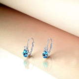 Aquamarine Blue Crystal Sterling Silver Earrings