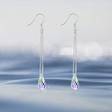 Teardrop Long Dangle Drop Earrings - Aurora Borealis Crystals from Crystal