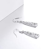 925 Solid Sterling Silver Filigree Teardrop Dangle Drop Earrings