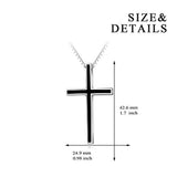 Men's Black Cross Pendant Jewelry 925 Sterling Silver Classic Cross Necklace, 22" Chain