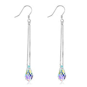 Teardrop Long Dangle Drop Earrings - Aurora Borealis Crystals from Crystal