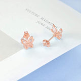 Rose Gold Sterling Silver Stud Earrings for Women(Cubic Zirconia Earrings)