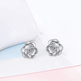 3D Rose Flower Earrings Sterling Silver Jewelry for Women Girl