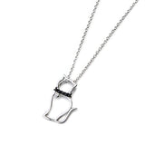 925 Sterling Silver Sweet Black Cat Women Pendant Necklace 18"