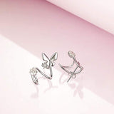 Ear Climber Crawler Wrap Earrings Butterfly Cuff Sterling Silver Hypoallergenic Stud Earrings