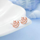 Rose Gold 925 Sterling Silver Stud Earrings Jewelry for Women(Cubic Zirconia Earrings)