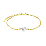 Sterling Sliver Freshwater Cultured Single Pearl Adjustable Chain Bracelets Wedding Bridesmaids Jewelry