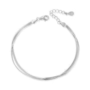 Adjustable Simple Bracelets Sterling Silver Snake Chain Layered Bracelet