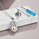 Teardrop Heart Urn Necklaces Sterling Silver Cremation Jewelry for Ashes